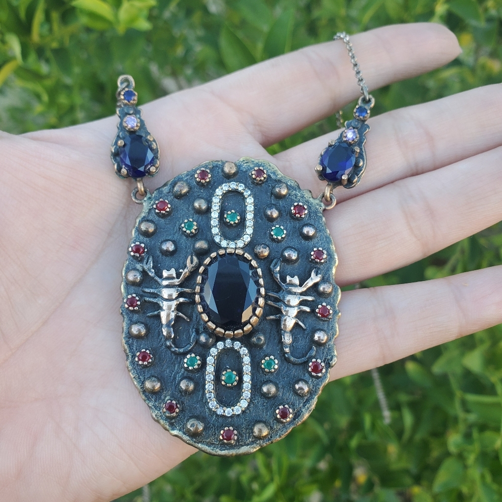 925 Sterling Silver amethyst Turkish necklace